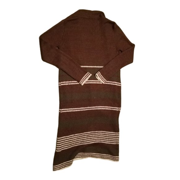 Double Zero Striped Knit Cardigan Women's Large L | Maroon / White - Picture 2 of 3